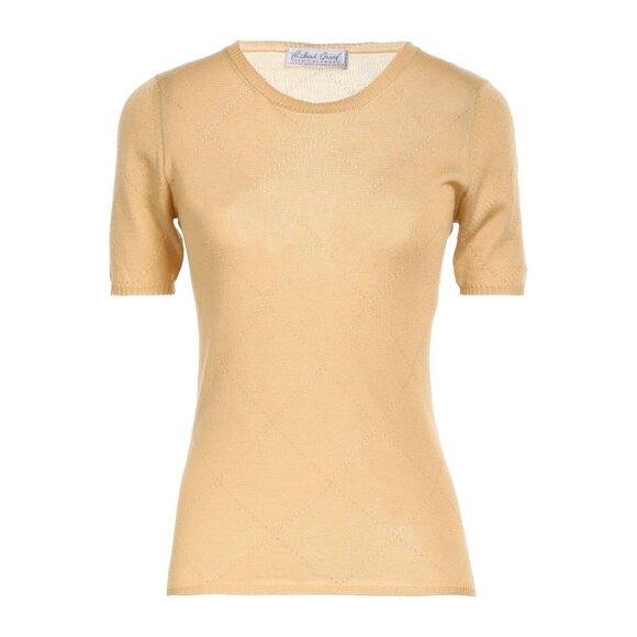100% Cashmere RICHARD GRAND sand short sleeve sweater - Picture 1 of 10